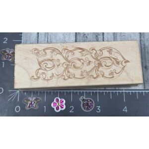 All Night Media Flourish Les Fleur Border 580H08 Rubber Stamp Wood #P83